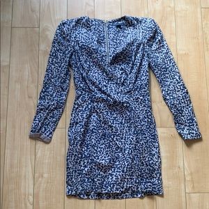 French connection blue leopard long sleeve mini
